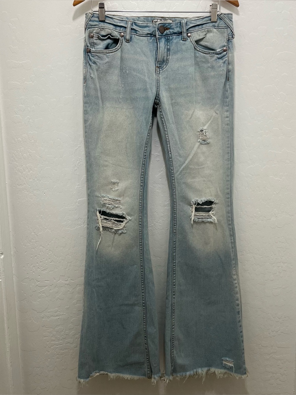 Free People Low Rise Flare Distressed Jeans Size 28